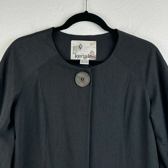 Kensie Blazer Jacket Women's 6 Crew Neck Snap Raglan Sleeve Pocket Lined Gray - Picture 5 of 11
